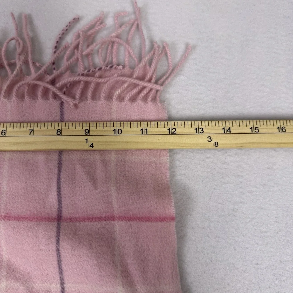 Lochmere 100% Cashmere Scarf Pink Plaid Check Soft Winter Wrap Tassel‎ Fringe
